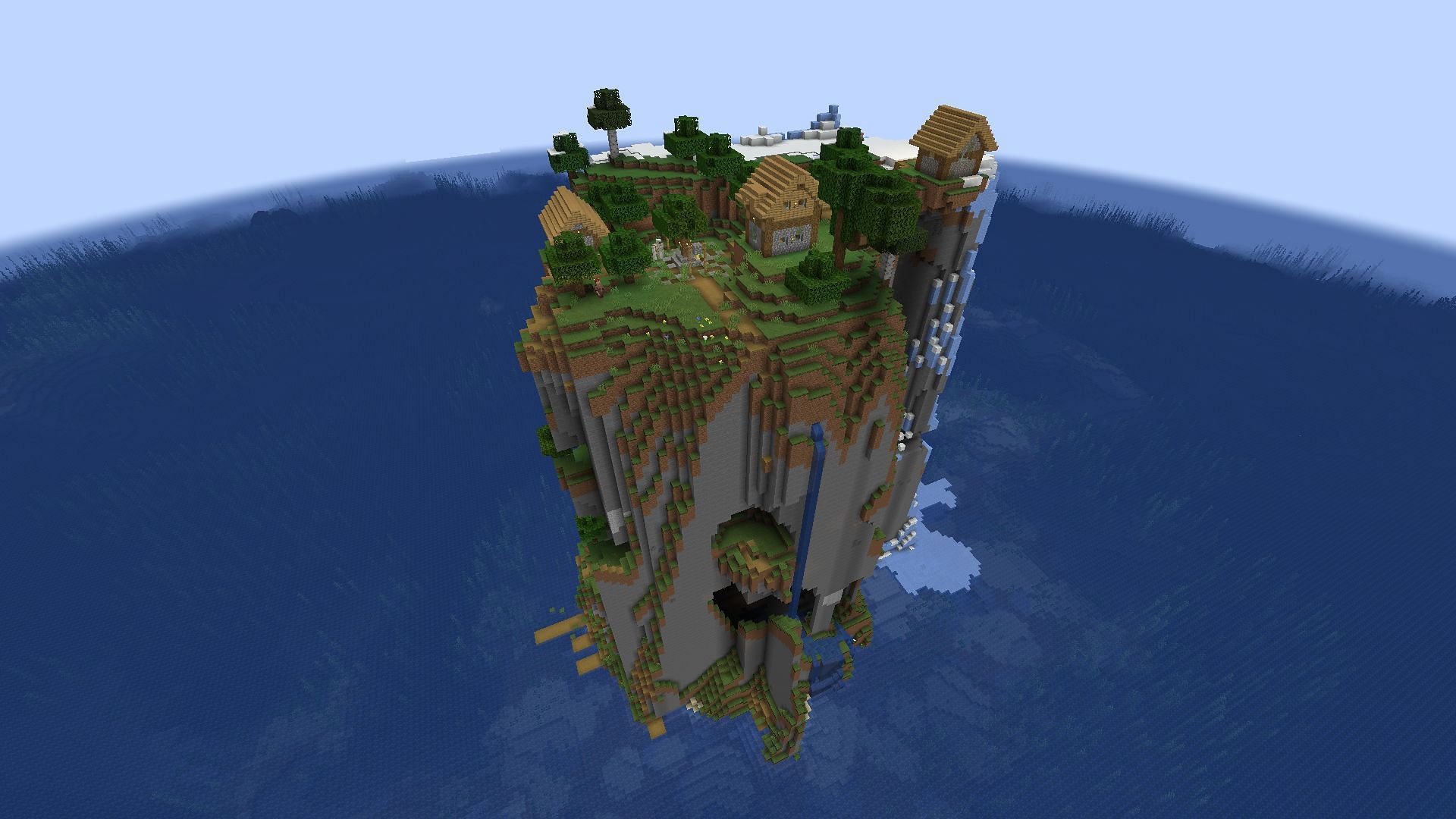 This Minecraft seed should offer quite the challenge in its spawn village (Image via Mojang)