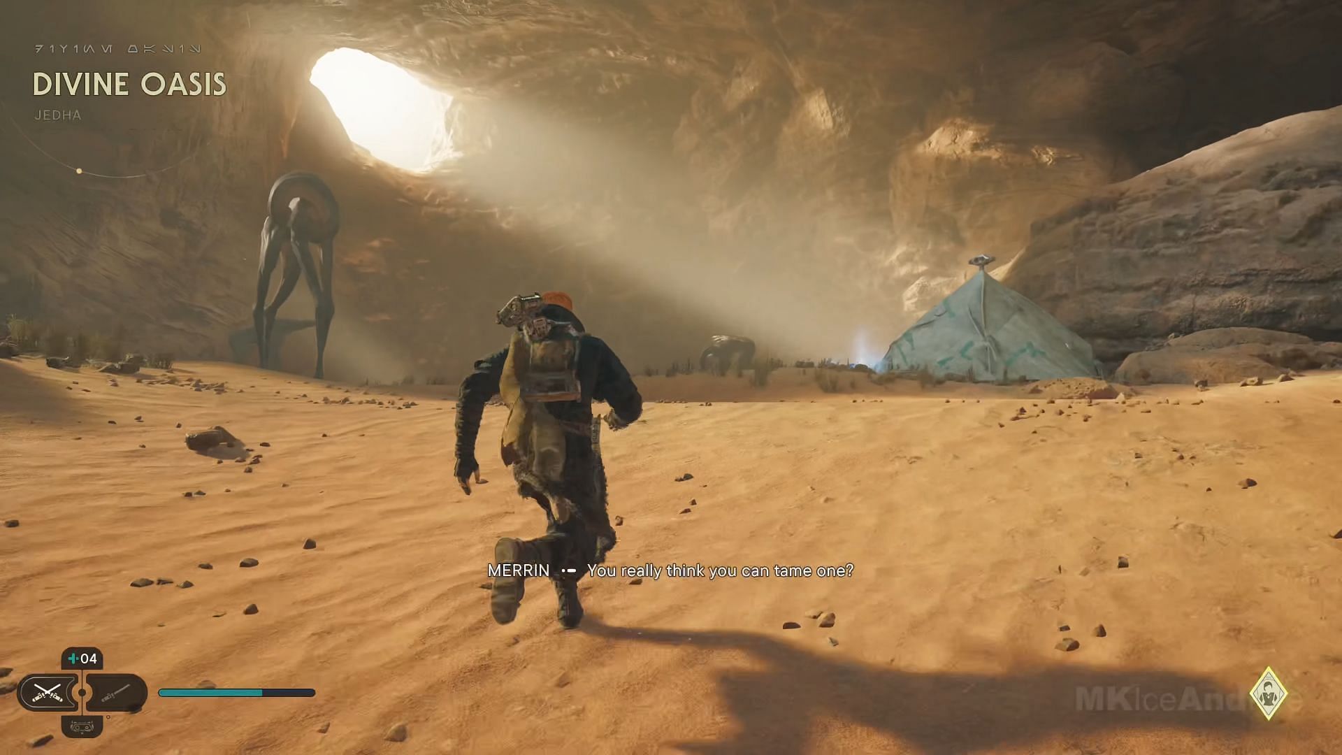 Make your way across Jedha with Merrin as a guide in Star Wars Jedi Survivor (Images via YouTube: MKIceAndFire)