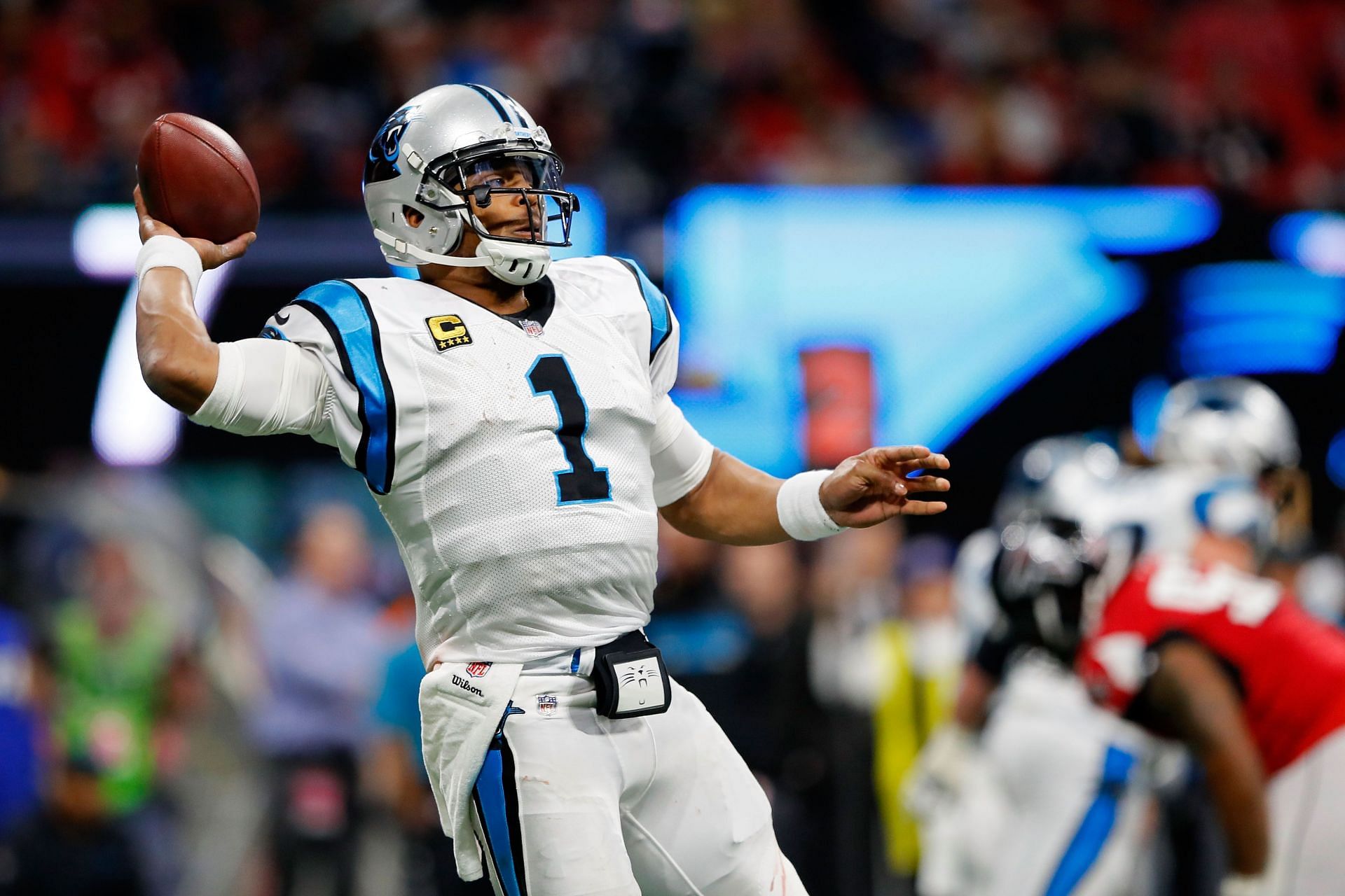 Cam Newton during Carolina Panthers v Atlanta Falcons