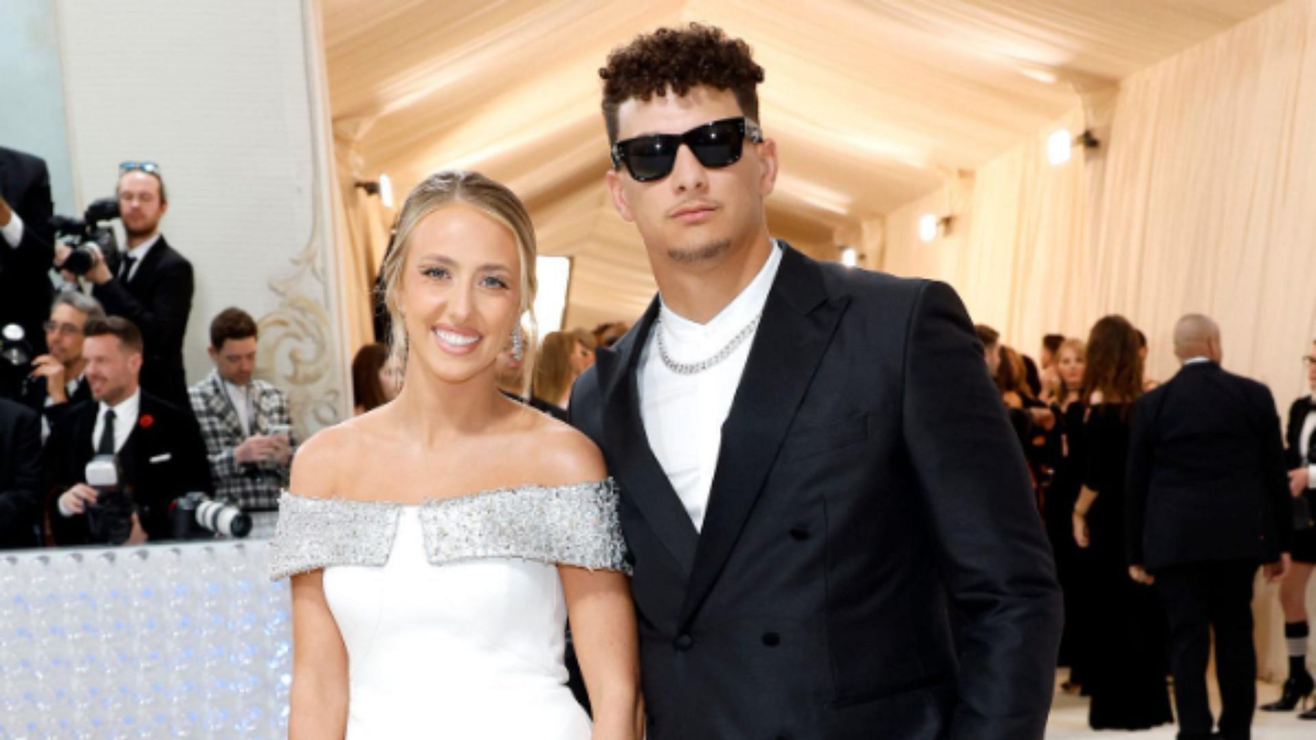 Brittany and Patrick Mahomes at the 2023 Met Gala in New York City (Image credit: GQ Sports)
