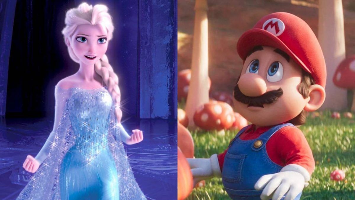 Frozen 2 vs. Super Mario Bros. (Image via Disney/Illumination)