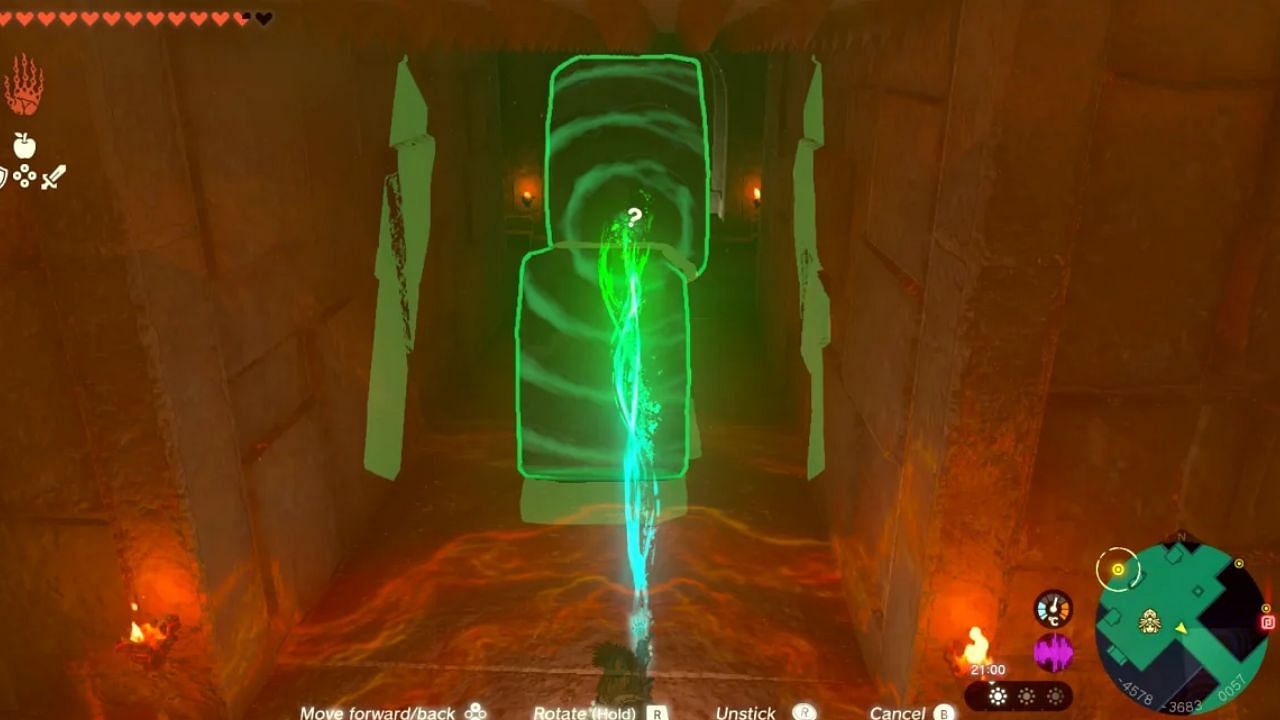 Use a stone to stop the spike wall (Image via Nintendo)