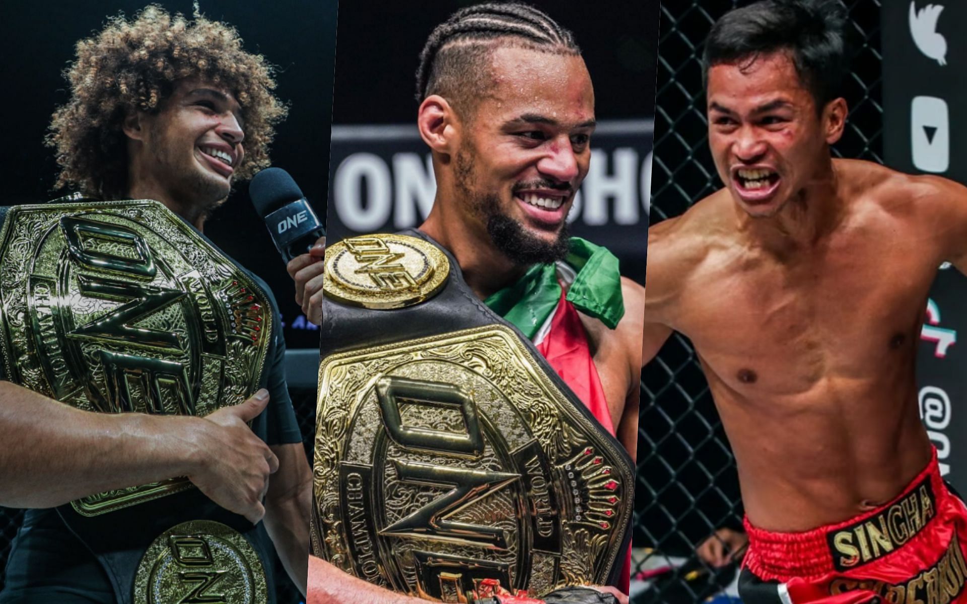 From left to right: Kade Ruotolo, Regian Eersel, Superbon | Photo by ONE Championship