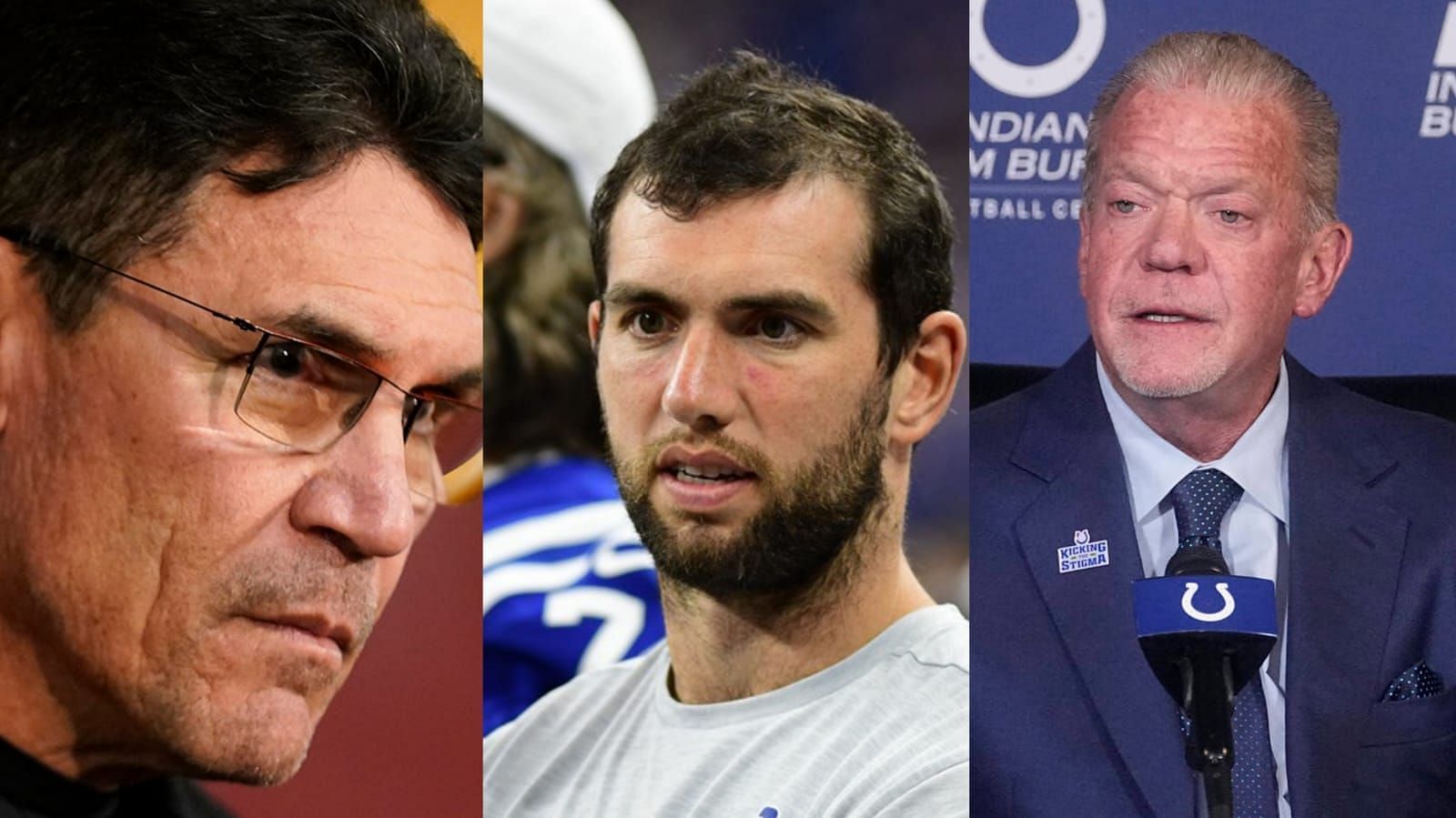 Indianapolis Colts quarterback Andrew Luck (12) is interviewed following  the game against the Washington Redskins at FedEx Field in Landover,  Maryland on Sunday, September 16, 2018. The Colts won the game 21 