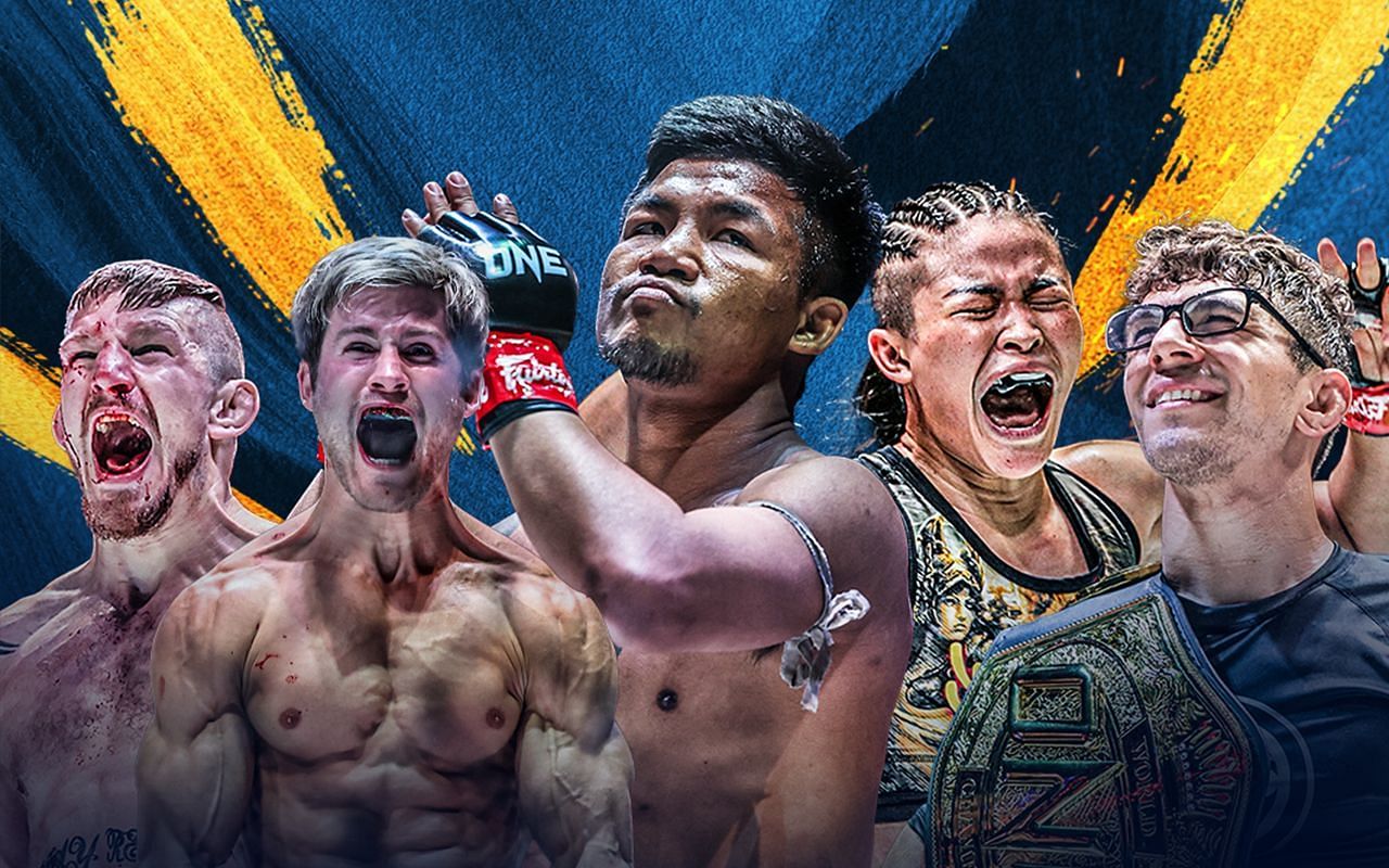 From left to right: Zebaztian Kadestam, Sage Northcutt, Rodtang, Stamp, Mikey Musumeci | Photo by ONE Championship