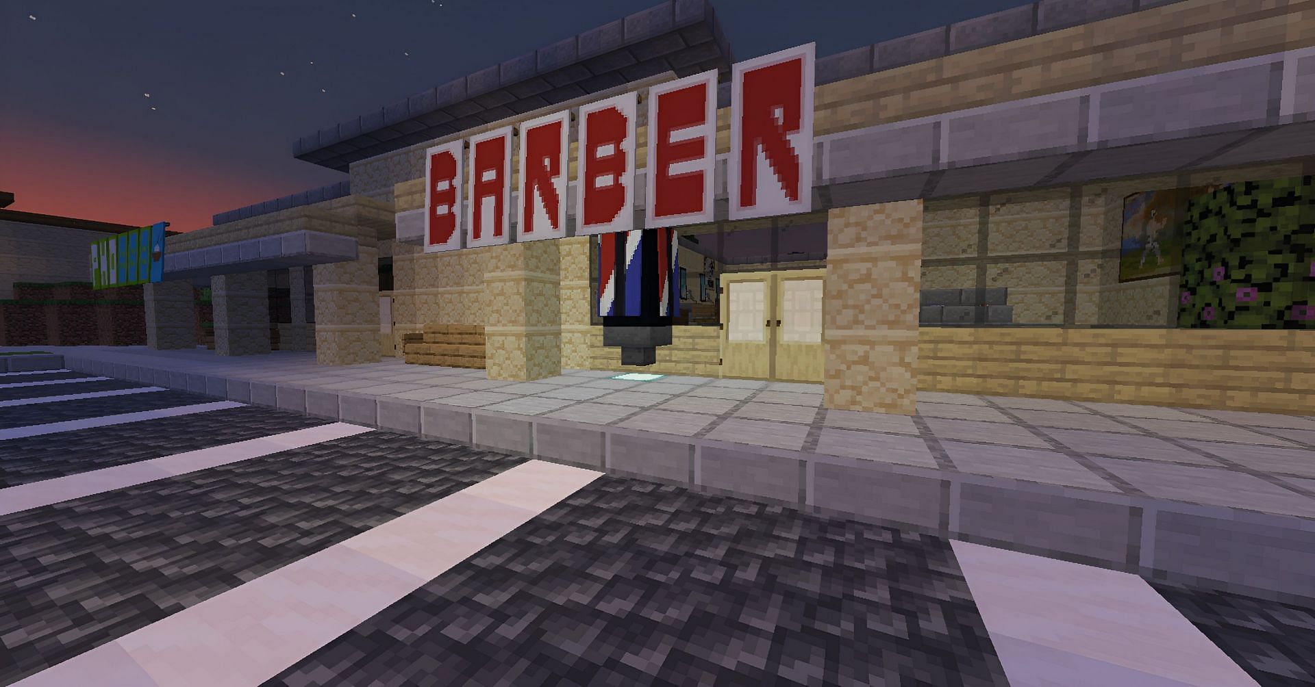 Barbershops make for fantastic Minecraft builds (Image via Reddit/u/HunturdW)