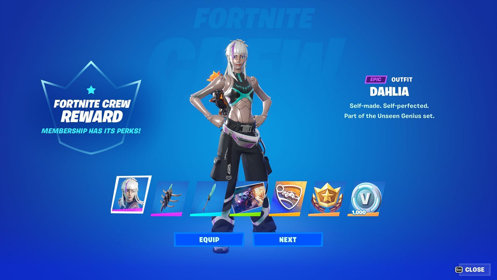 Dahlia is the Crew Pack Outfit for May (Image via Epic Games/Fortnite)