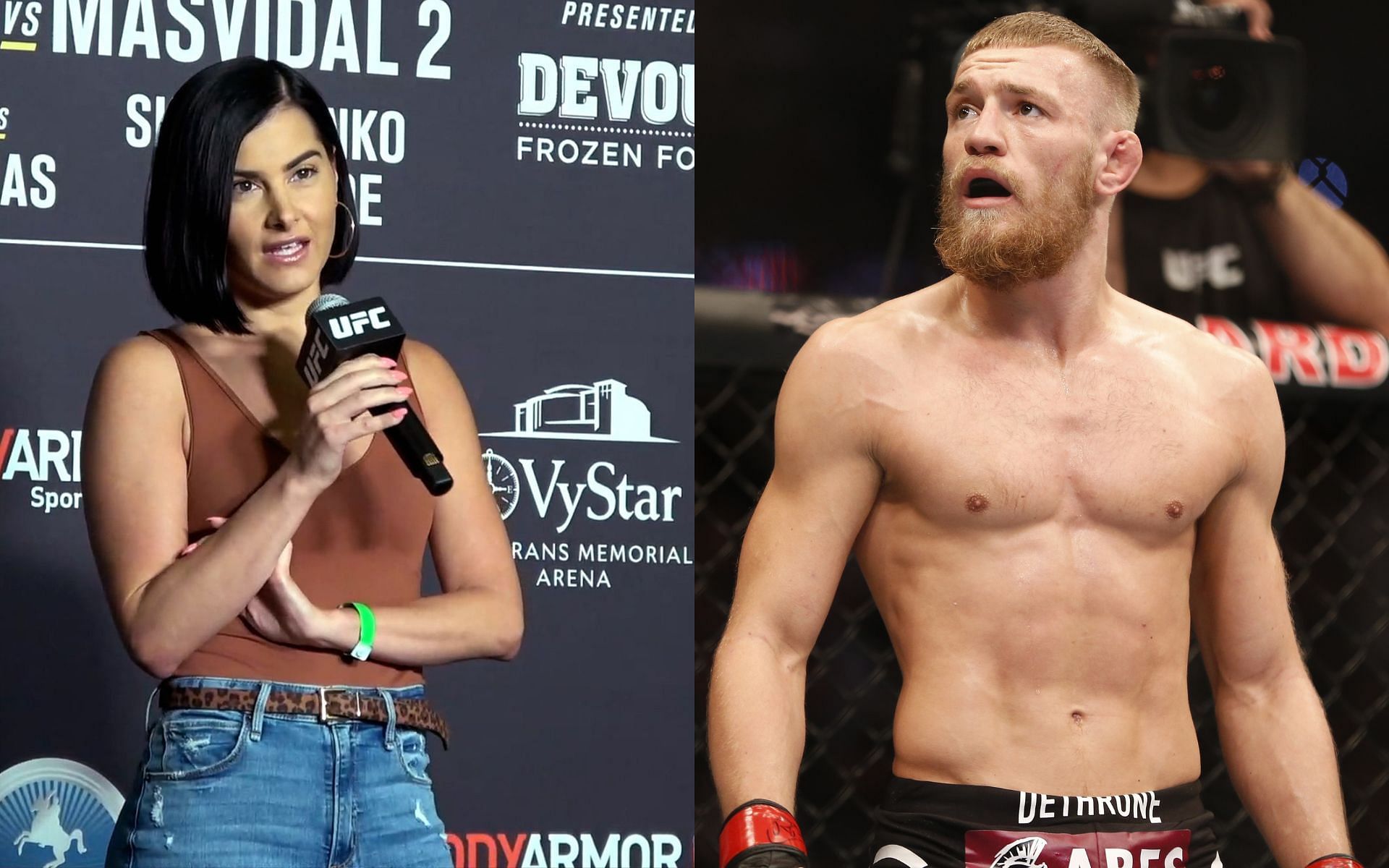 Megan Olivi (left) and Conor McGregor (right)