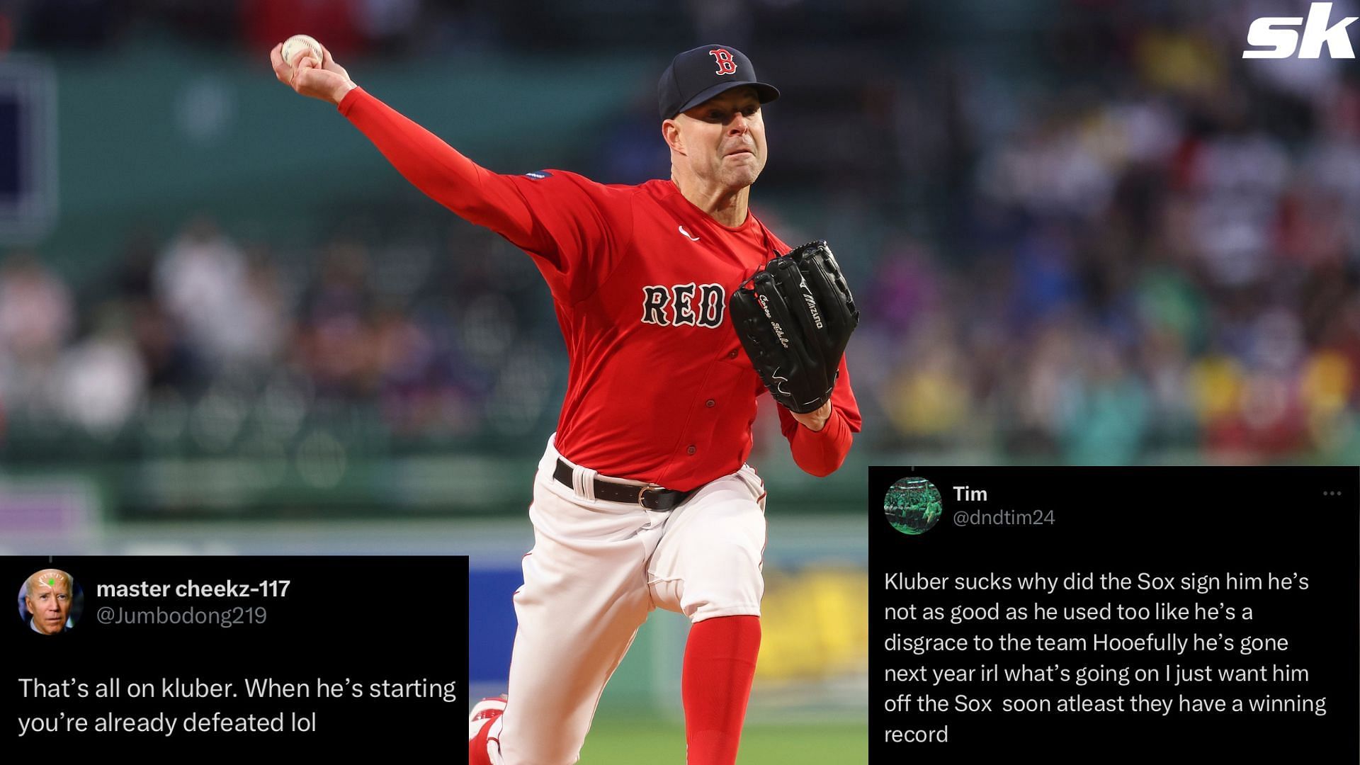 Corey Kluber of the Boston Red Sox pitching against the San Diego Padres. 