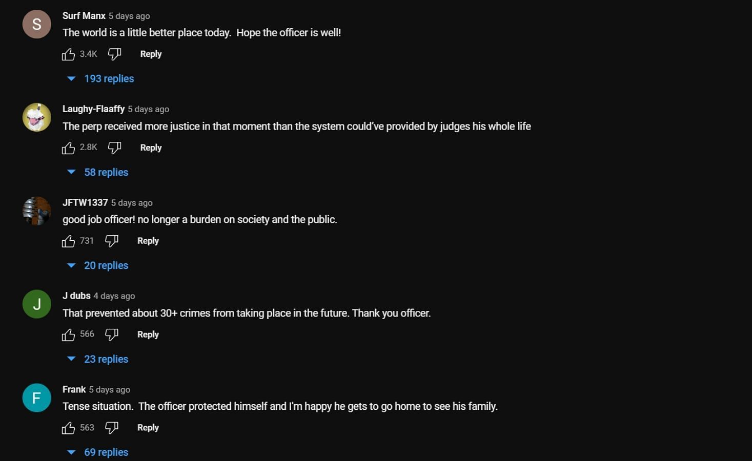 Youtube comments were an entirely different story (Image via Youtube/@PoliceActivity)