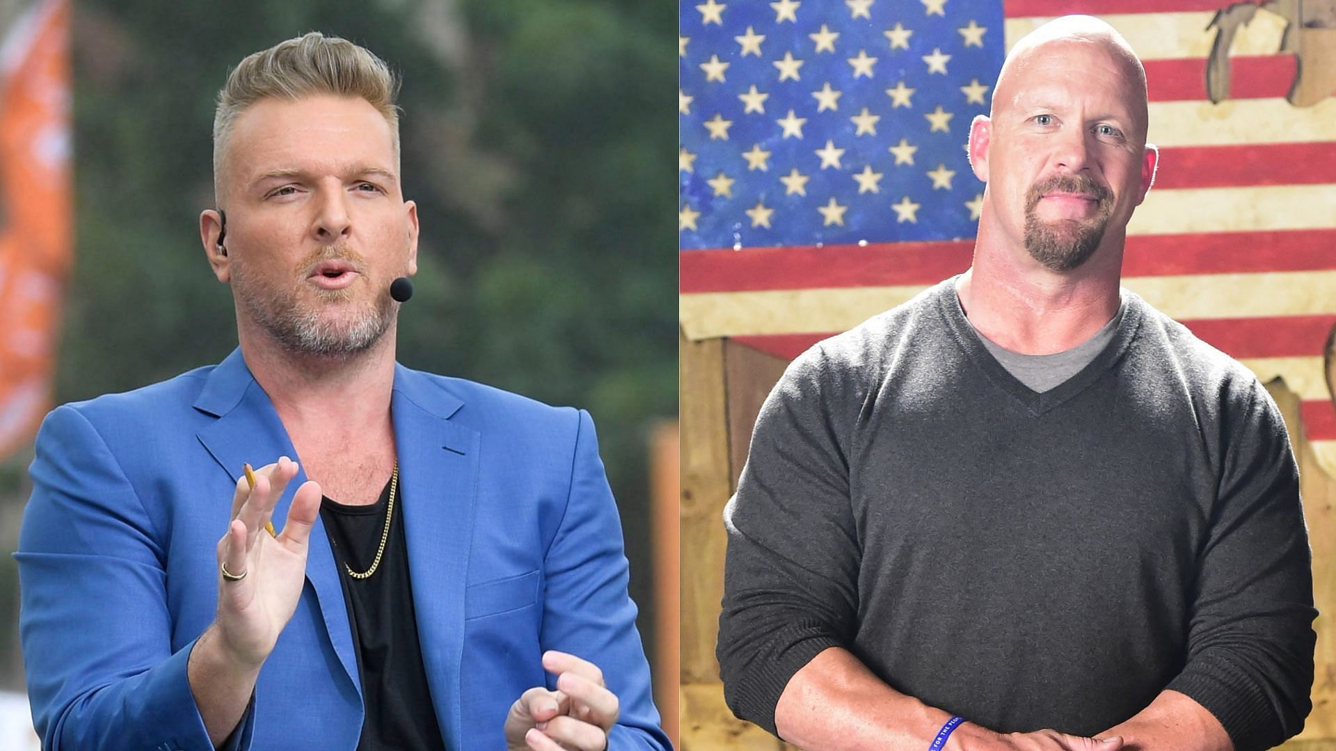 Pat McAfee (L) has star potential in WWE according to HOF Stone Cold Steve Austin (R)