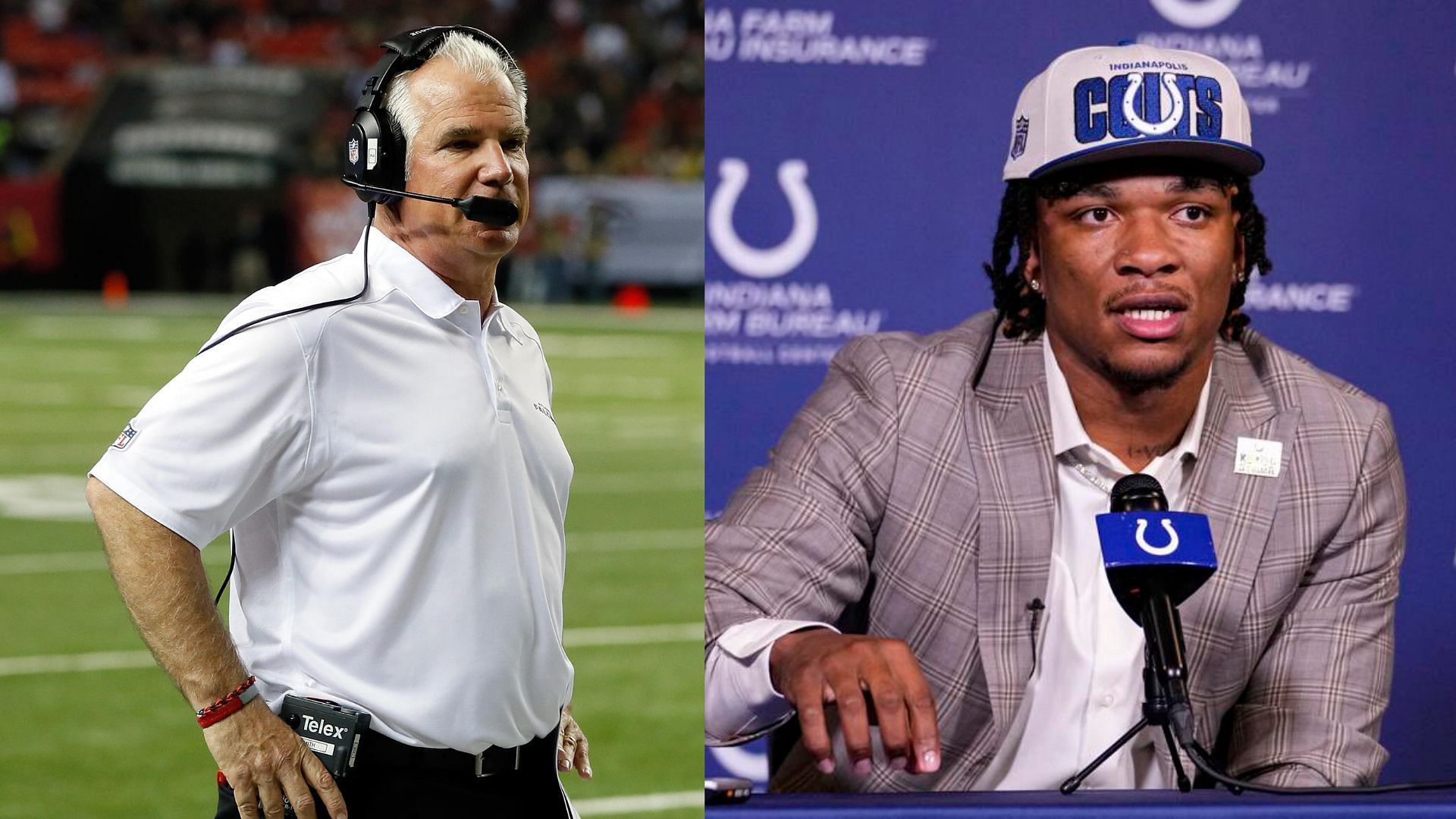 Former Falcons HC Mike Smith (l) on the Colts 2023 NFL Draft, including QB Anthony Richardson (r)