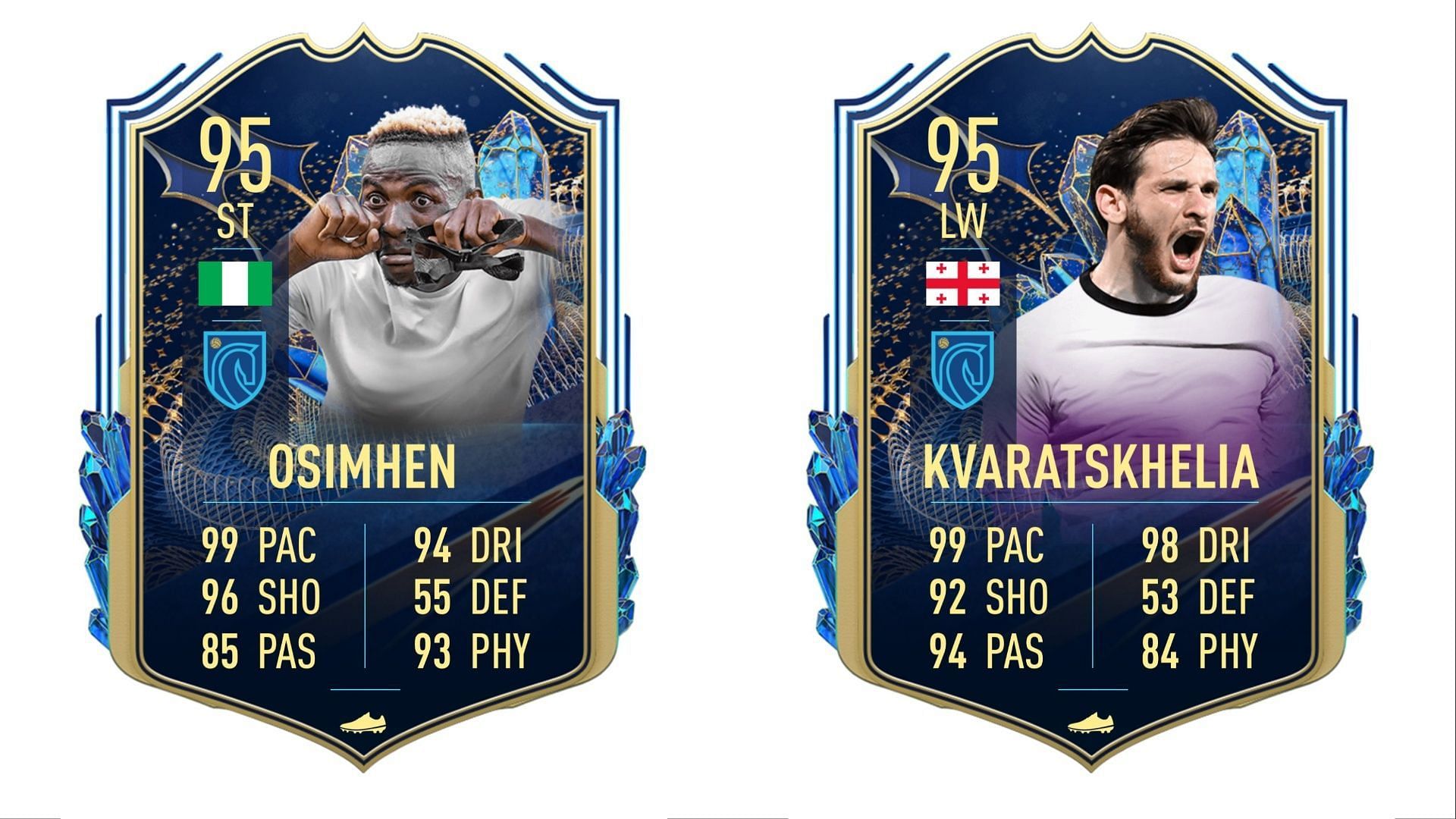 Victor Osimhen and Khvicha Kvaratskhelia&rsquo;s addition to the FIFA 23 Serie A TOTS was highly expected (Images via Twitter/FIFA 23 Leaks)