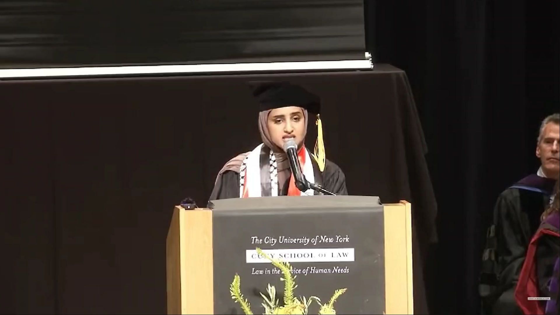 CUNY law school commencement speech has left internet enraged (Image via Twitter/@SFAECUNY)