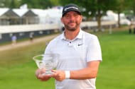 Michale Block with Low Club Professional trophy at PGA Championship 2023
