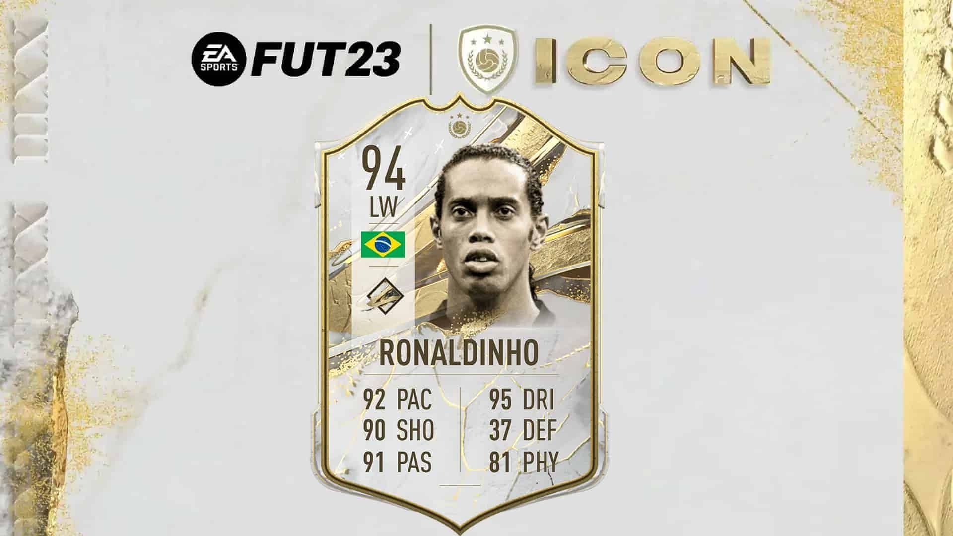 The Ronaldinho Prime Icon SBC is one of the most expensive releases in FIFA 23 (Image via EA Sports)