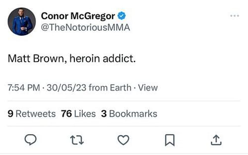 Conor McGregor's tweet on Matt Brown