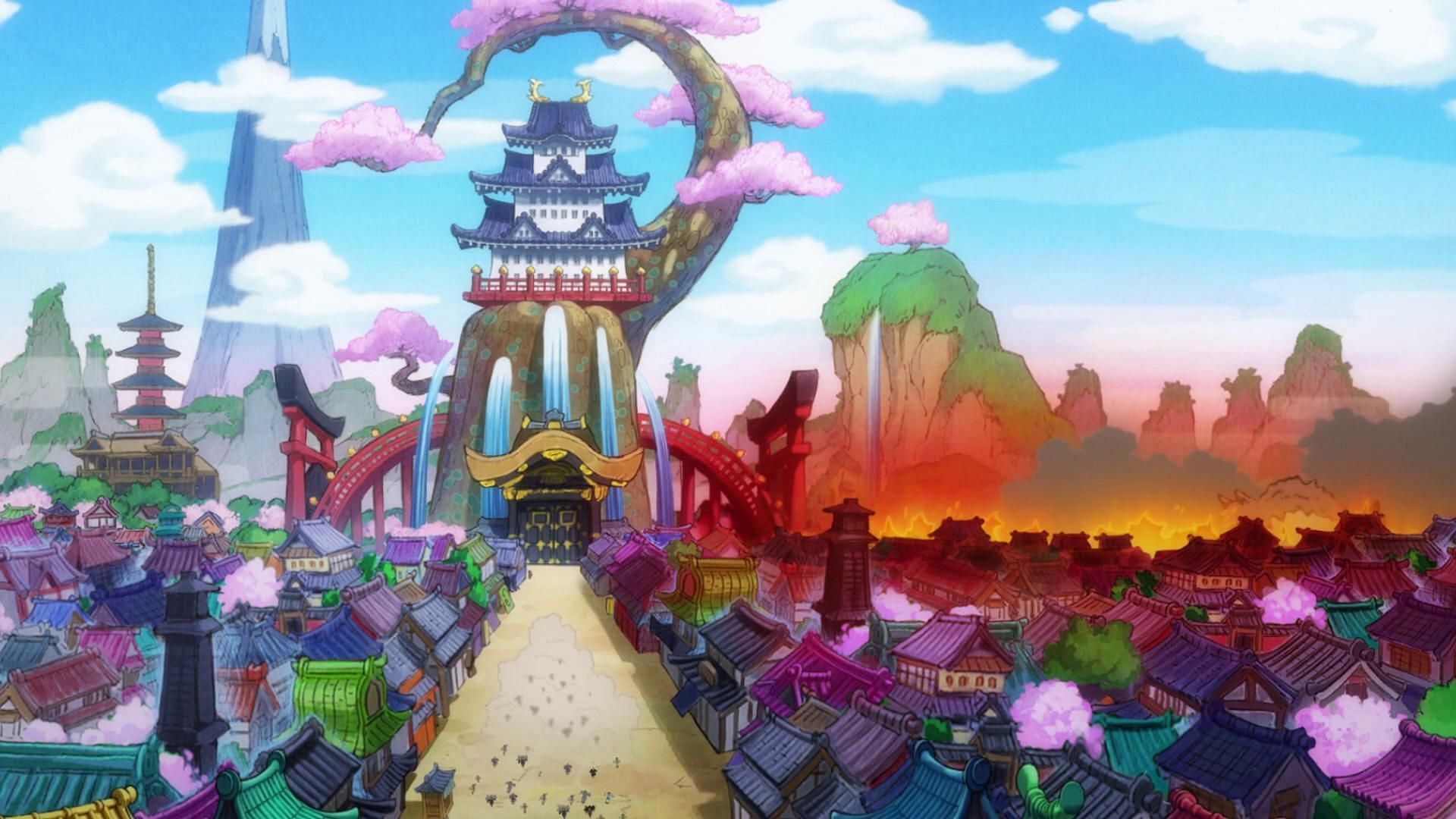 The Flower Capital in One Piece&#039;s Wano Country (Image via Toei Animation, One Piece)