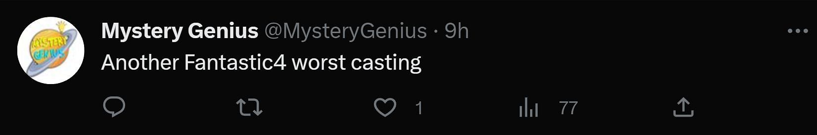 A tweet reply to Pop Tingz&#039; about Fantastic 4 casting (Image via Twitter)
