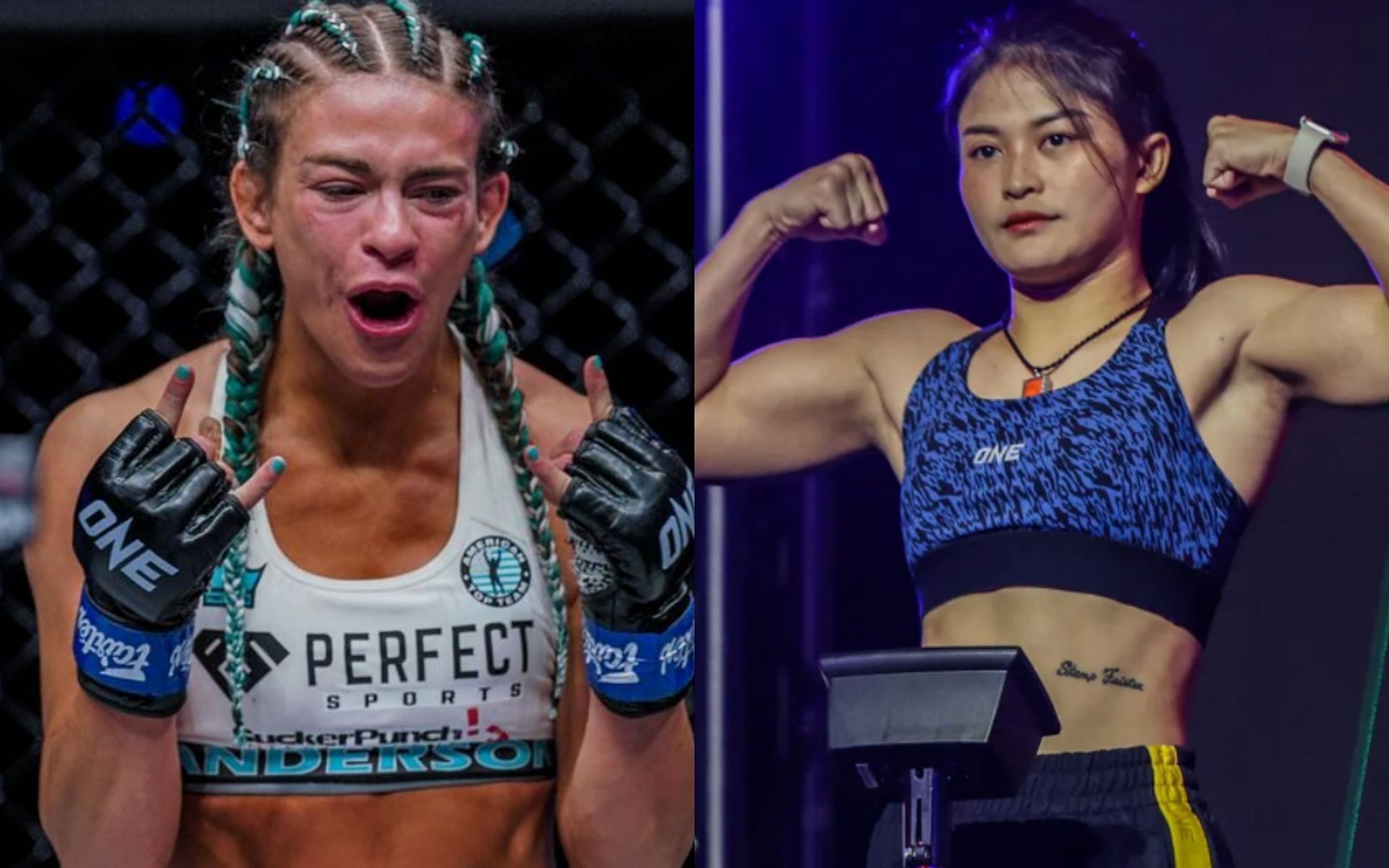 Alyse Anderson (L) / Stamp Fairtex (R) -- Photo by ONE Championship