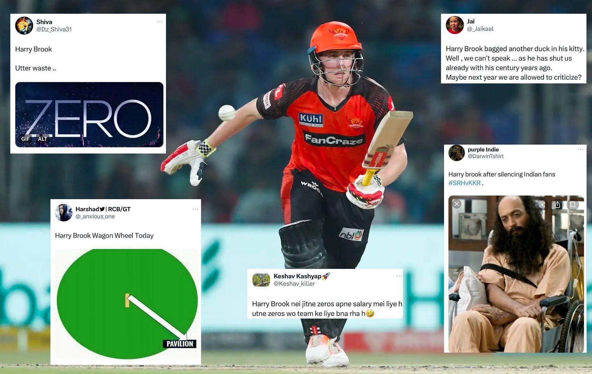 Harry Brook has two back-to-back ducks to his name in IPL 2023. (Pics: IPLT20.com/Twitter)