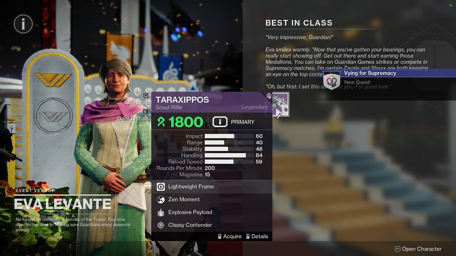 Curated Taraxippos (Image via Destiny 2)