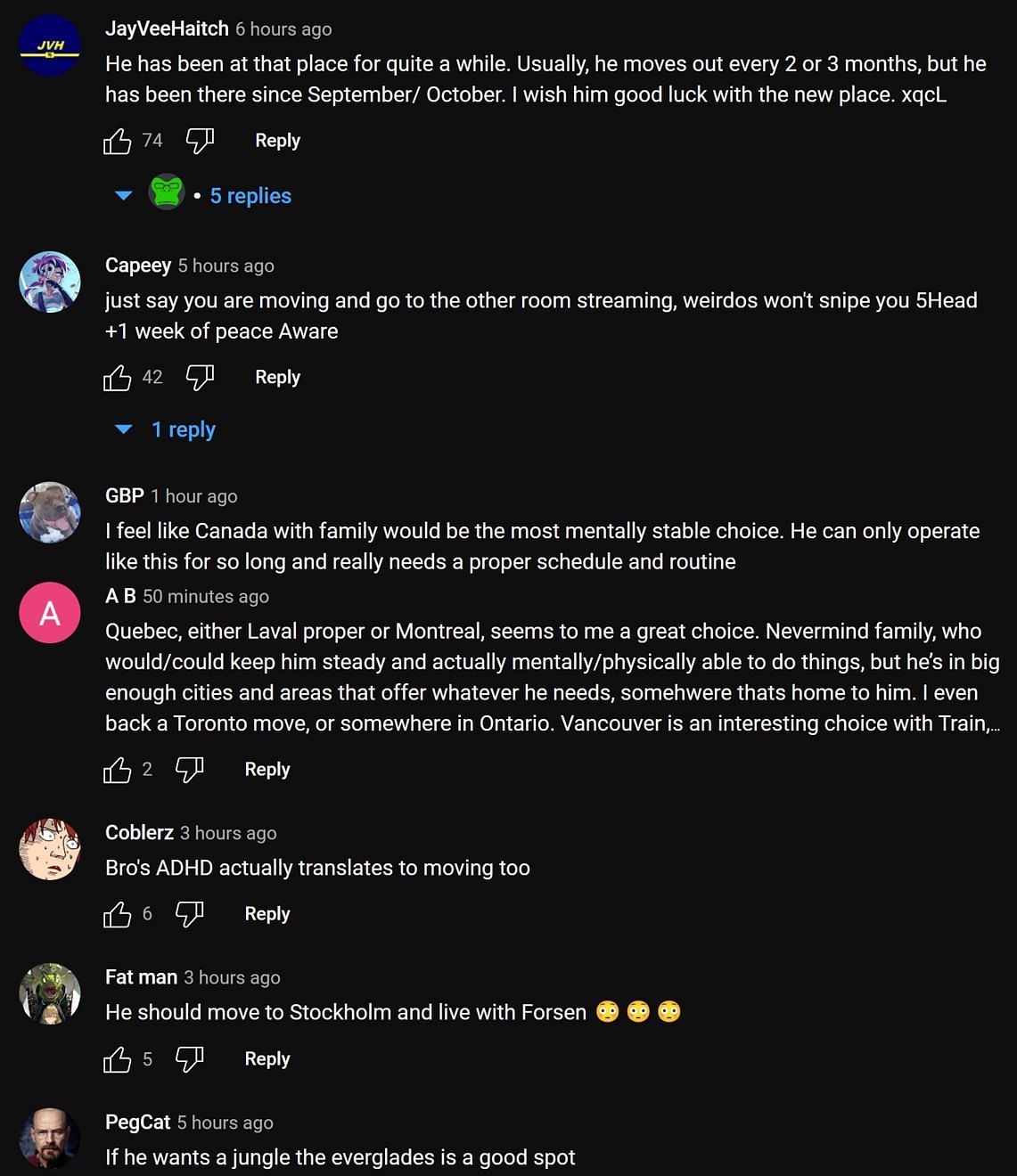 Fans in the YouTube comments section reacting to the streamer&#039;s clip (Image via xQc Clips/YouTube)