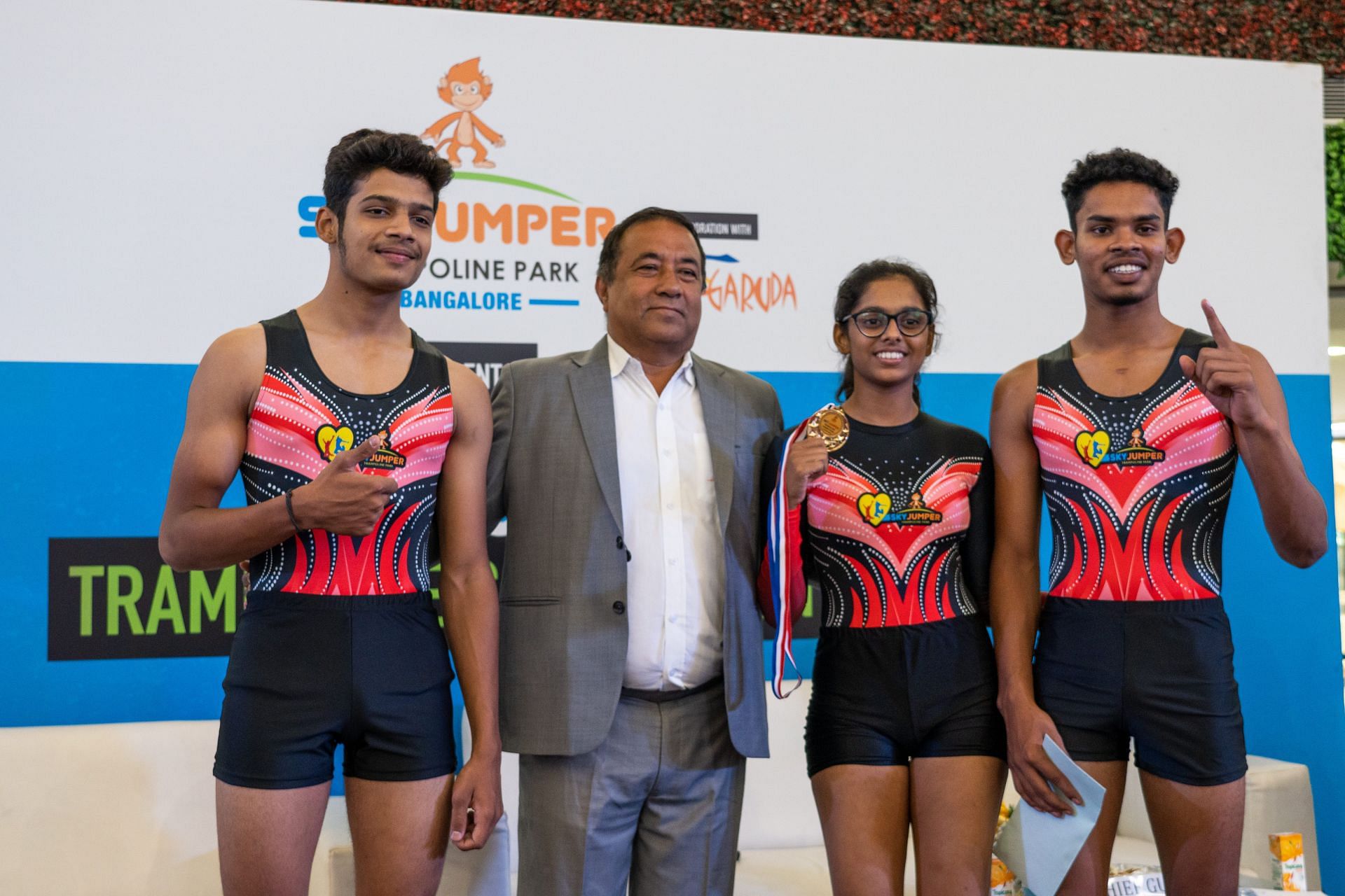 Adarsh Bhoir (first from right), poses after winning India