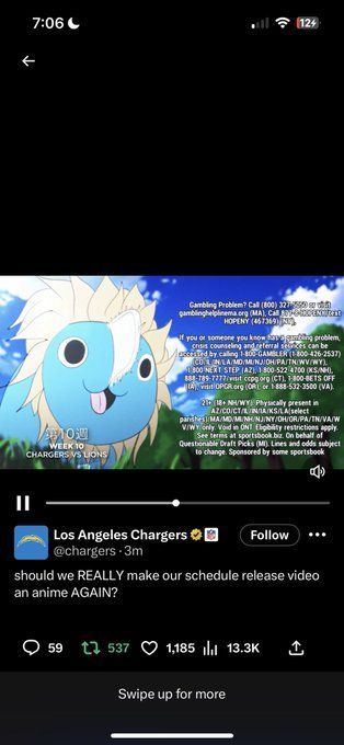 Every reference we found in the Chargers anime schedule release video