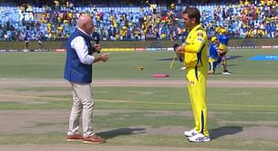 [Watch] Danny Morrison makes hand gesture to MS Dhoni to confirm whether he is batting due to crowd noise at toss during DC vs CSK