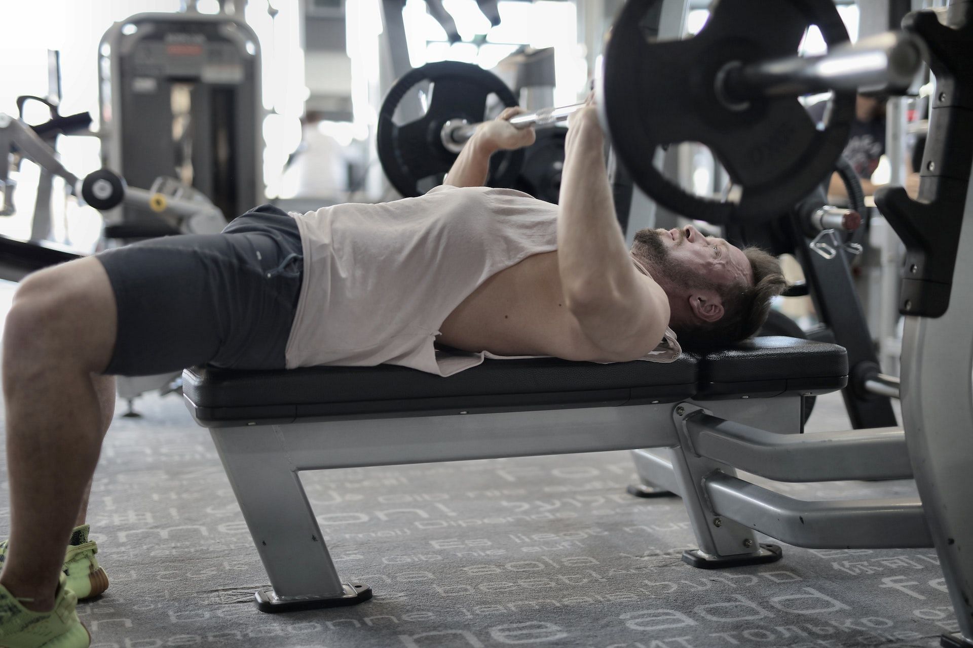 It&#039;s a variation of the bench press. (Photo via Pexels/Andrea Piacquadio)