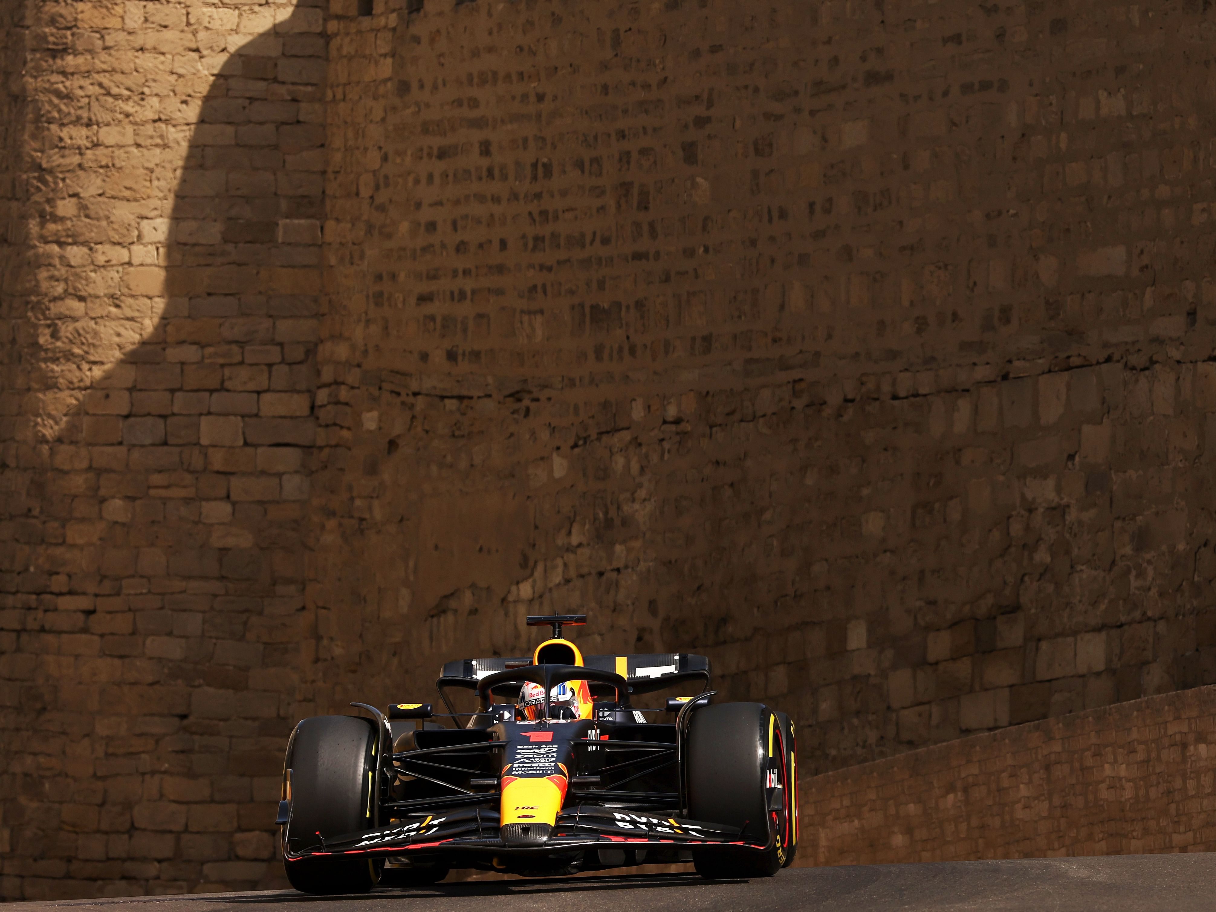 Max Verstappen (1) on track during the 2023 F1 Azerbaijan Grand Prix. (Photo by Francois Nel/Getty Images)