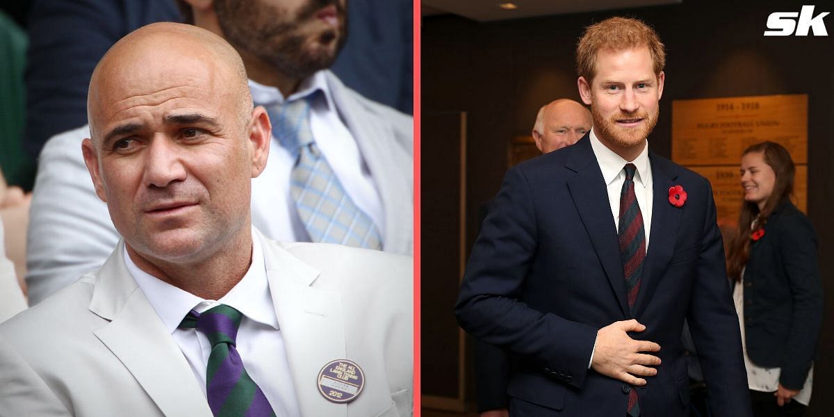 Andre Agassi (L) and Prince Harry (R)