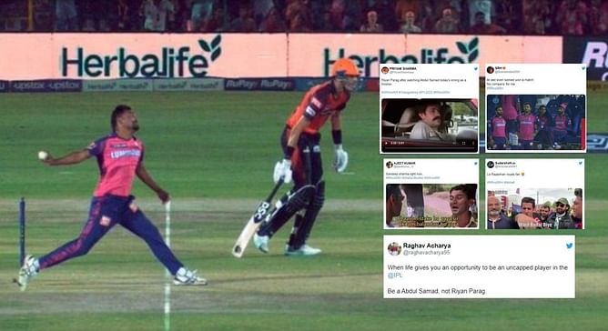 "Be Abdul Samad, not Riyan Parag" - Fans troll RR for losing the last-ball thriller against SRH by four wickets
