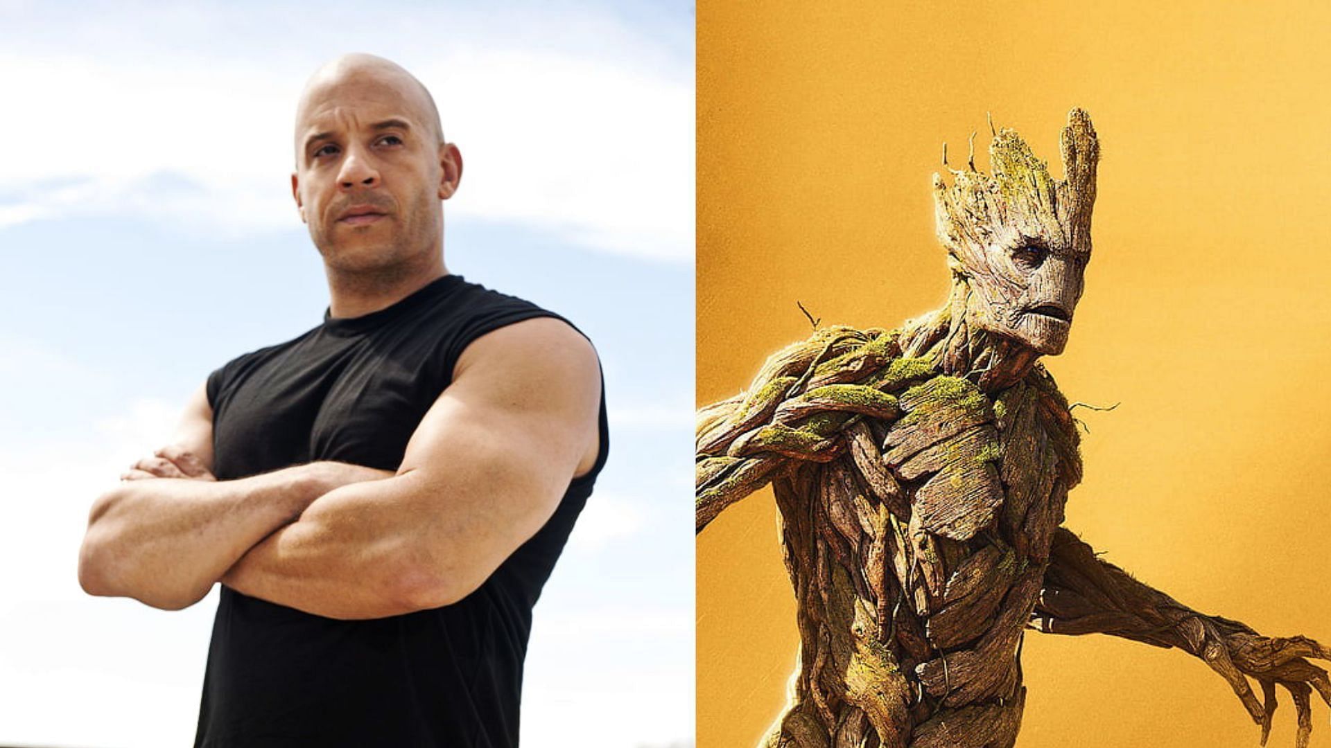 Vin Diesel plays Dom Toretto in Fast &amp; Furious and Groot in the MCU (Images via Universal/Marvel)