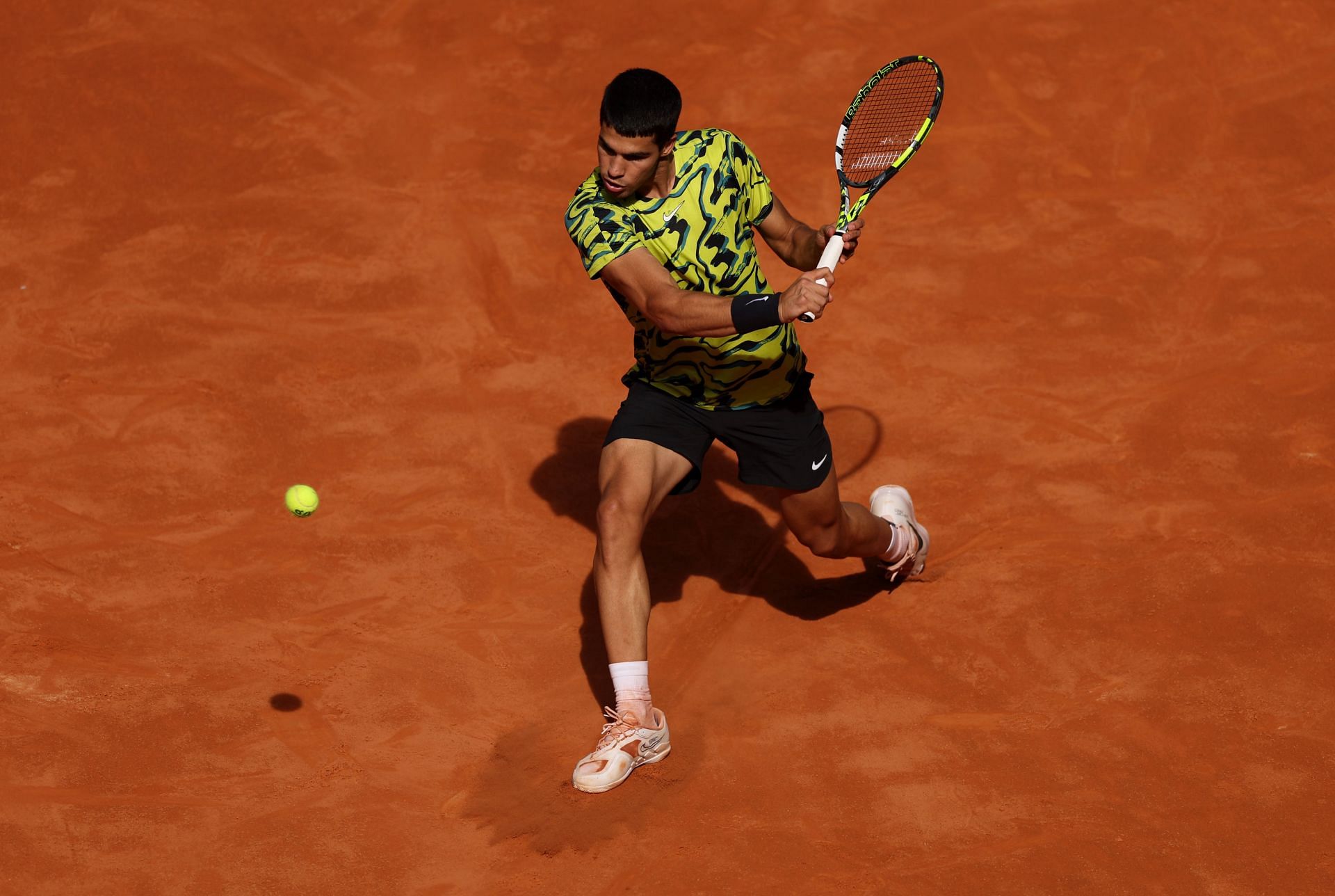 Carlos Alcaraz in action at the Madrid Open