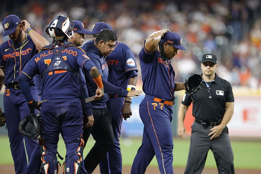 Houston Astros fans panicking despite win as Luis Garcia departs after 8  pitches due to elbow discomfort: That's code for Tommy John surgery