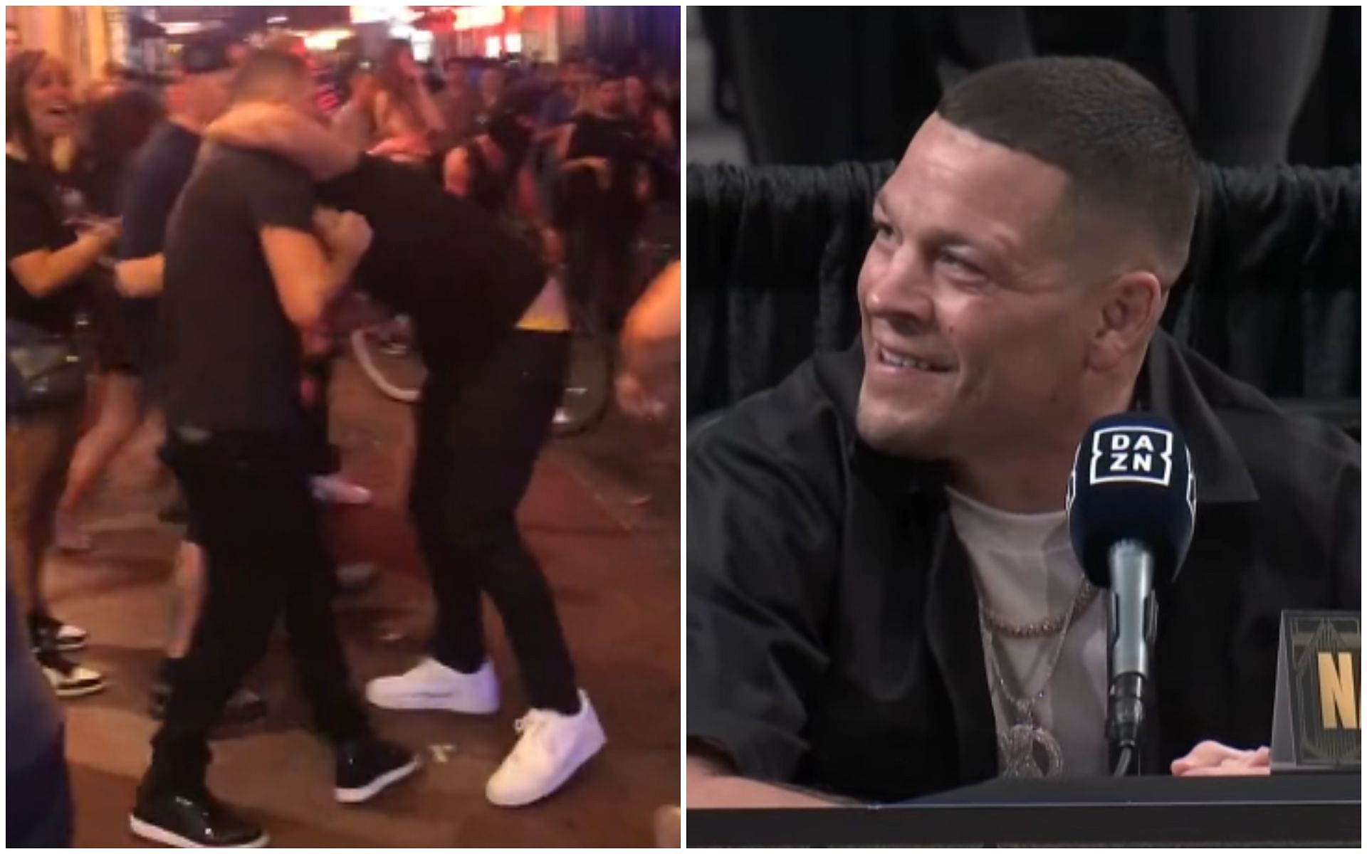 Nate Diaz choking out Logan Paul lookalike