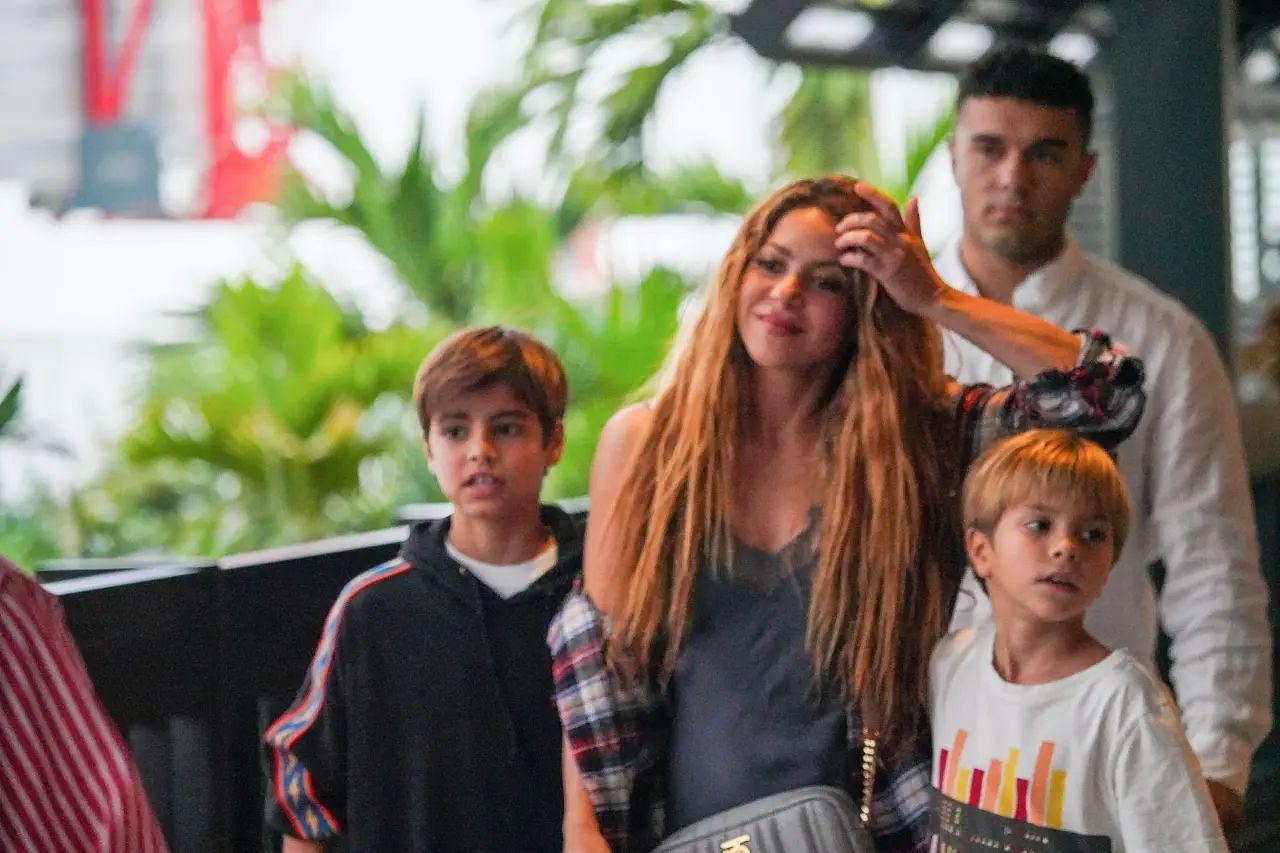 Shakira with her sons Milan and Sasha (credit: Page Six/Backgrid)