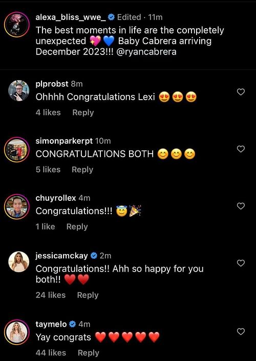 Tay Melo's message on Bliss' pregnancy post