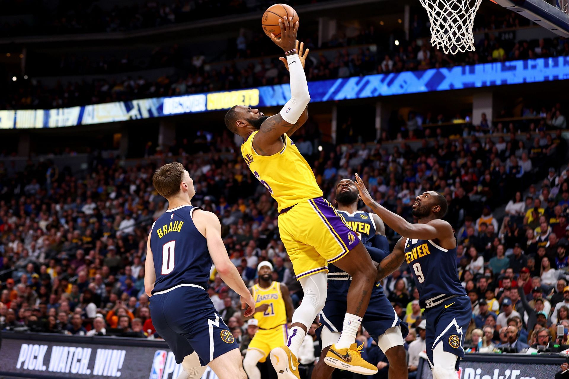 EnLos Angeles Lakers v Denver Nuggetster caption