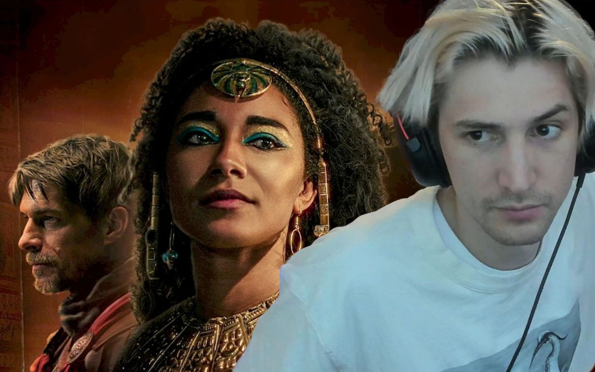 xQc gives his take on Queen Cleopatra receiving 1 star (Image via Sportskeeda)