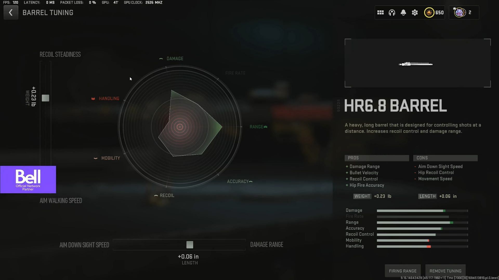 Tuning for 6.8HR Barrel (Image via Activision and YouTube/Metaphor)