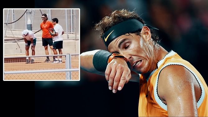 "60-70% sure no Nadal at RG" - Tennis fans react after Nadal clutches knee in latest practice video ahead of French Open