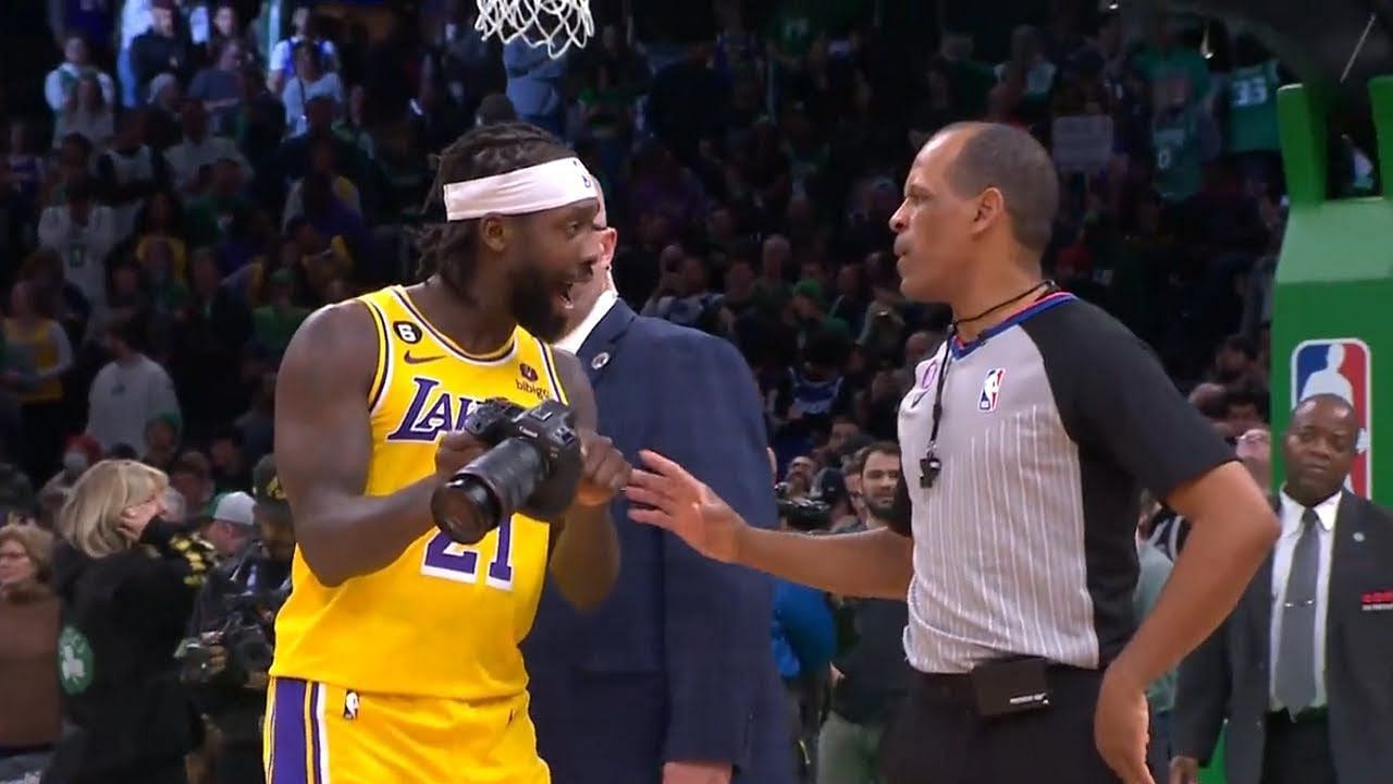 Patrick Beverley shows Eric Lewis the blatant call he missed against Celtics.