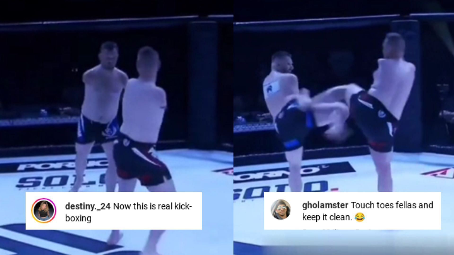 MMA fight between two men with no arms [Images courtesy of @dovysimumma on Instagram]