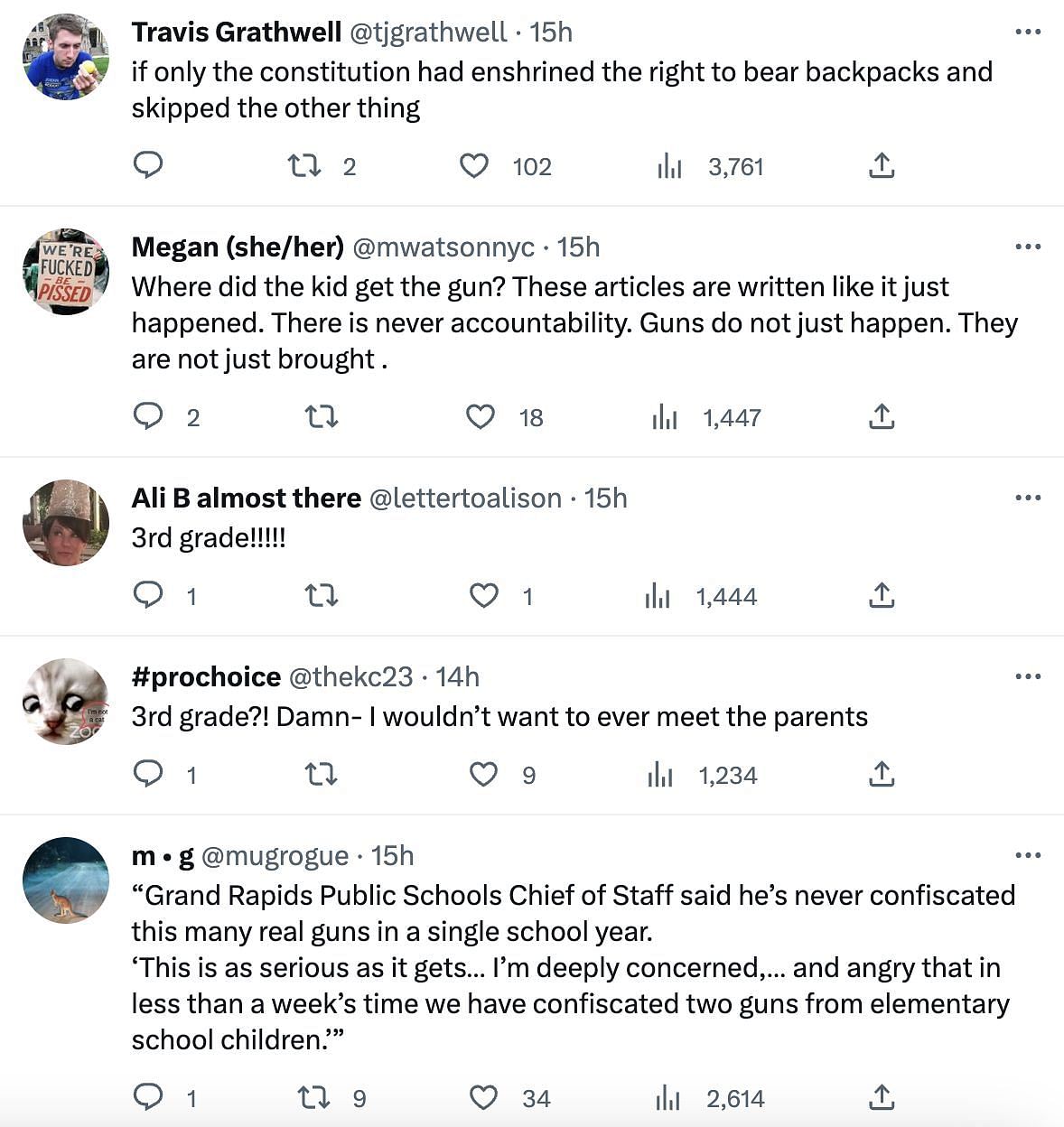 Social media users shocked as school bans backpack after an 8-year-old was found with a loaded gun in his bag: Netizens&#039; reactions explored (Image via Twitter)