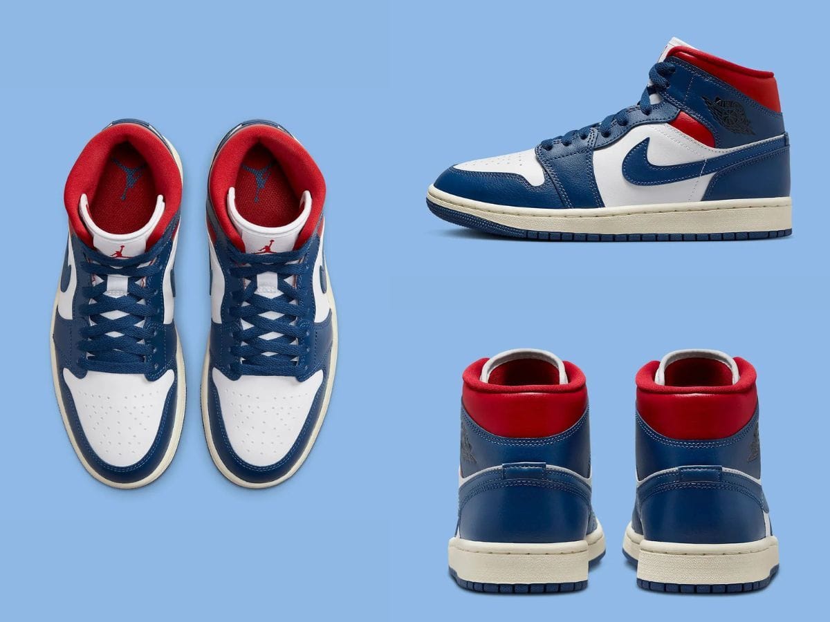 Air Jordan Women's Retro 1 Mid 'French Blue Gym Red' Sneakers main image 0
