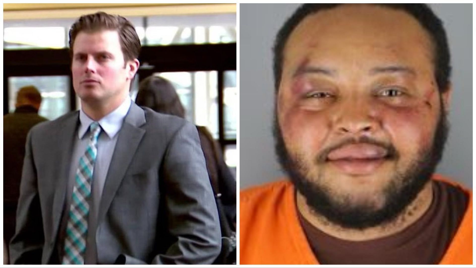 Justin Stetson (left) pleaded guilty to having assaulted Jaleel Stallings (right) back in 2020, (Images via dara faye/Twitter)