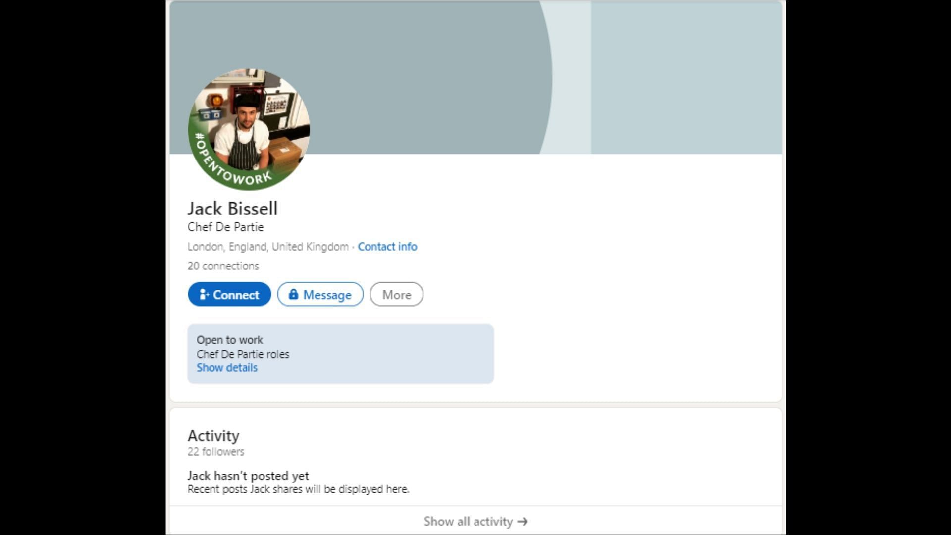 Jack Bissell&#039;s LinkedIn account revealed a lot of details (Image via Jack Bissell/LinkedIn)